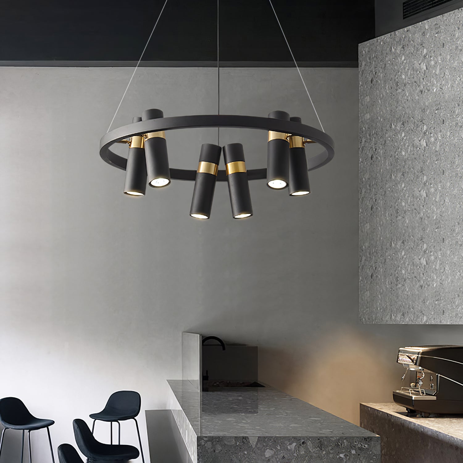 Melle Black Mutil Pipe Chandelier Cox & Finch