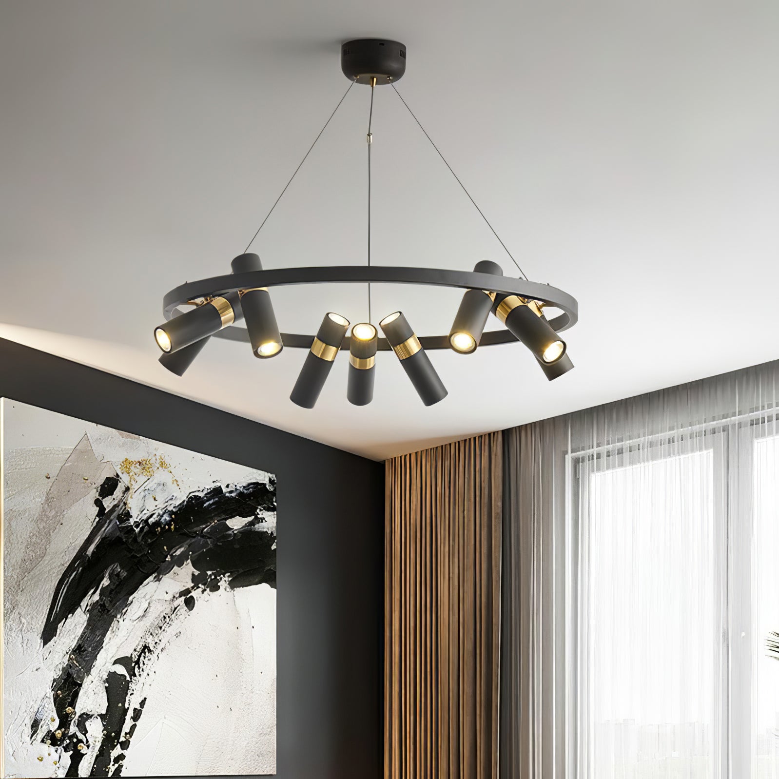 Melle Black Mutil Pipe Chandelier Cox & Finch